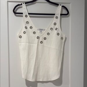 Derek Lam White Sleeveless Top with Silver Accents